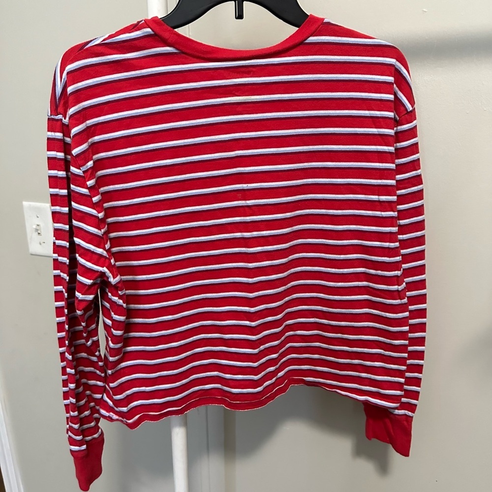 Red White and Blue Striped Longsleeve Crewneck Shirt size large - Picture 4 of 4